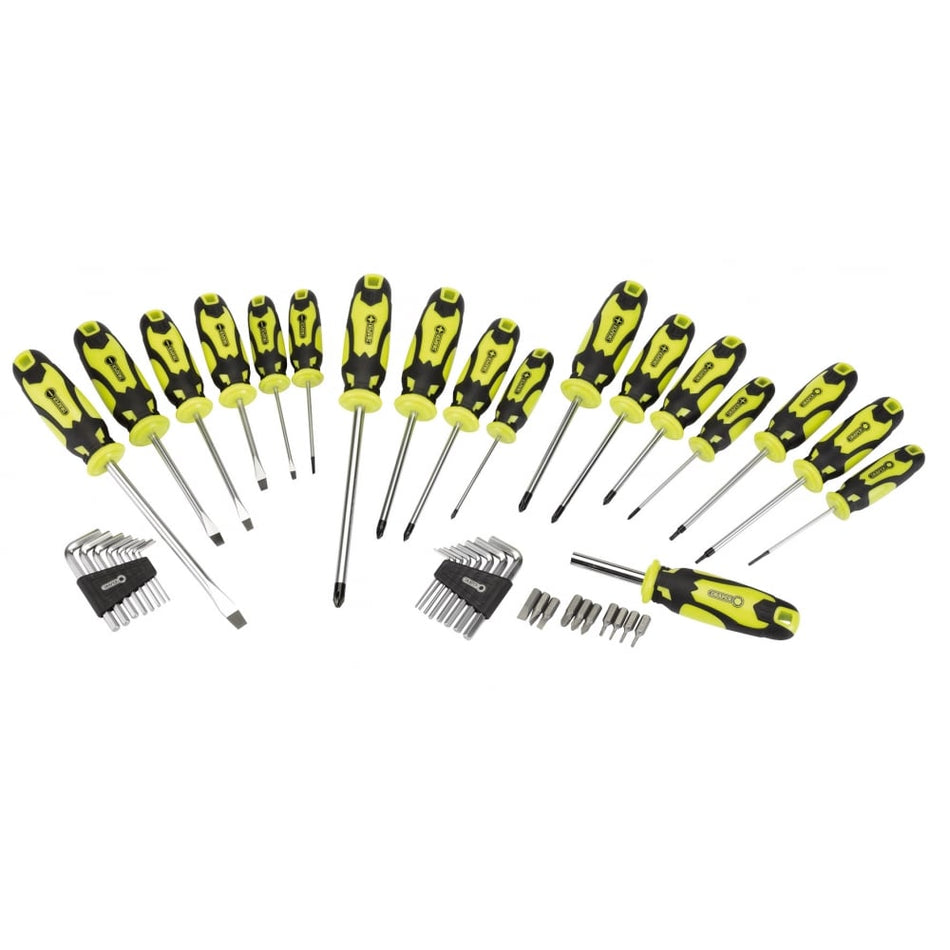 DRAPER 44 Piece Screwdriver, Hex Key and Bit Set (Green): Model No. 864/44/G