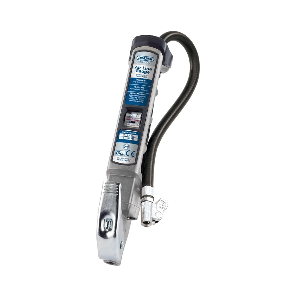 DRAPER Professional Air Line Inflator with Lock-On Connector