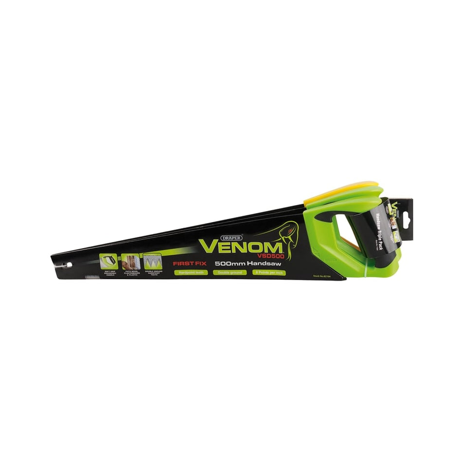 DRAPER Draper Venom Double Ground 500mm Handsaws (3 Piece)