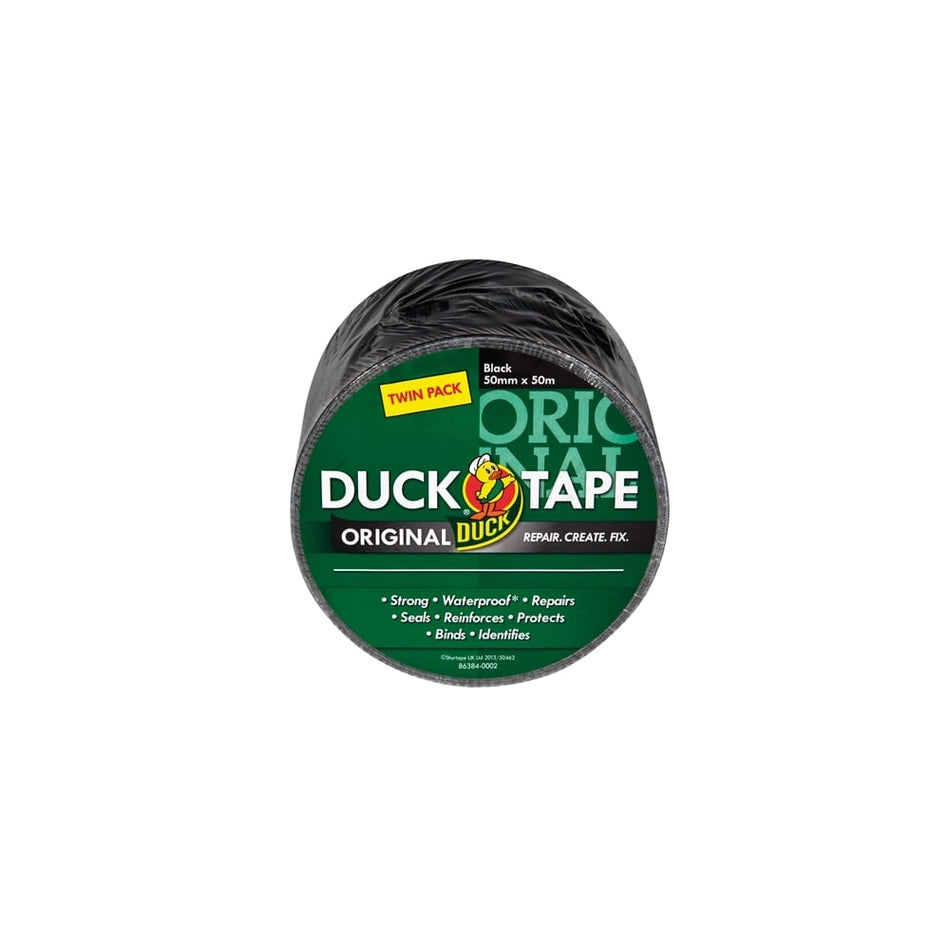 Duck Tape© Original 50mm x 50m Black (2 Pack)