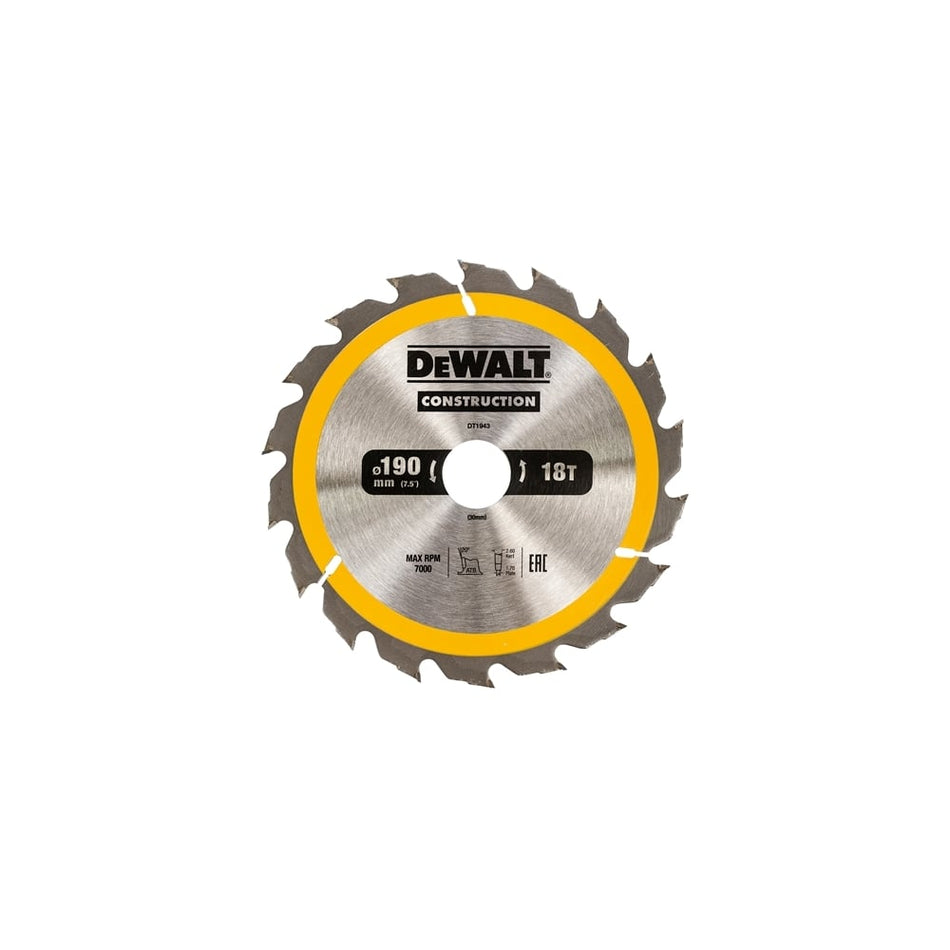 Construction Circular Saw Blade 190 x 30mm x 18T