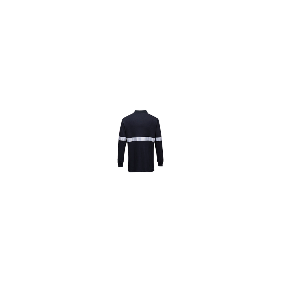 Portwest Flame Resistant Anti-Static Long Sleeve Polo Shirt with Reflective Tape FR03