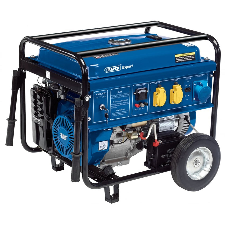 DRAPER Petrol Generator with Wheels (6.5kVA/11kW): Model No. PG68W
