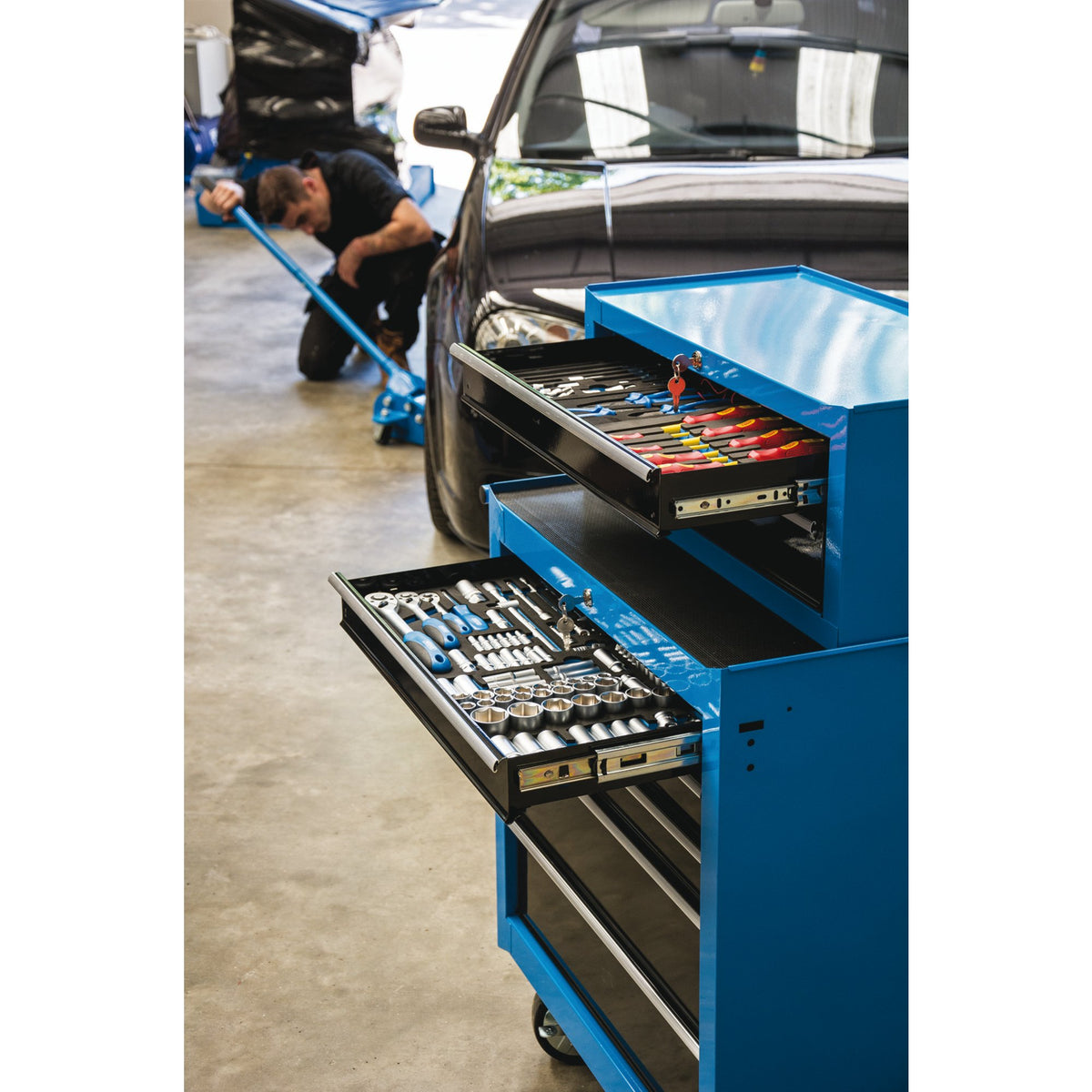 Roller Tool Cabinet, 5 Drawer, 26", Blue : Model No. RC5D