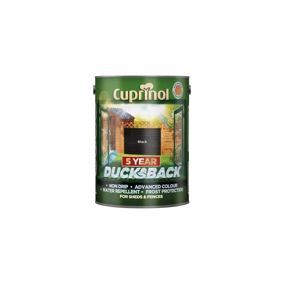 Cuprinol Ducksback 5 Year Waterproof for Sheds & Fences Black 5 Litre