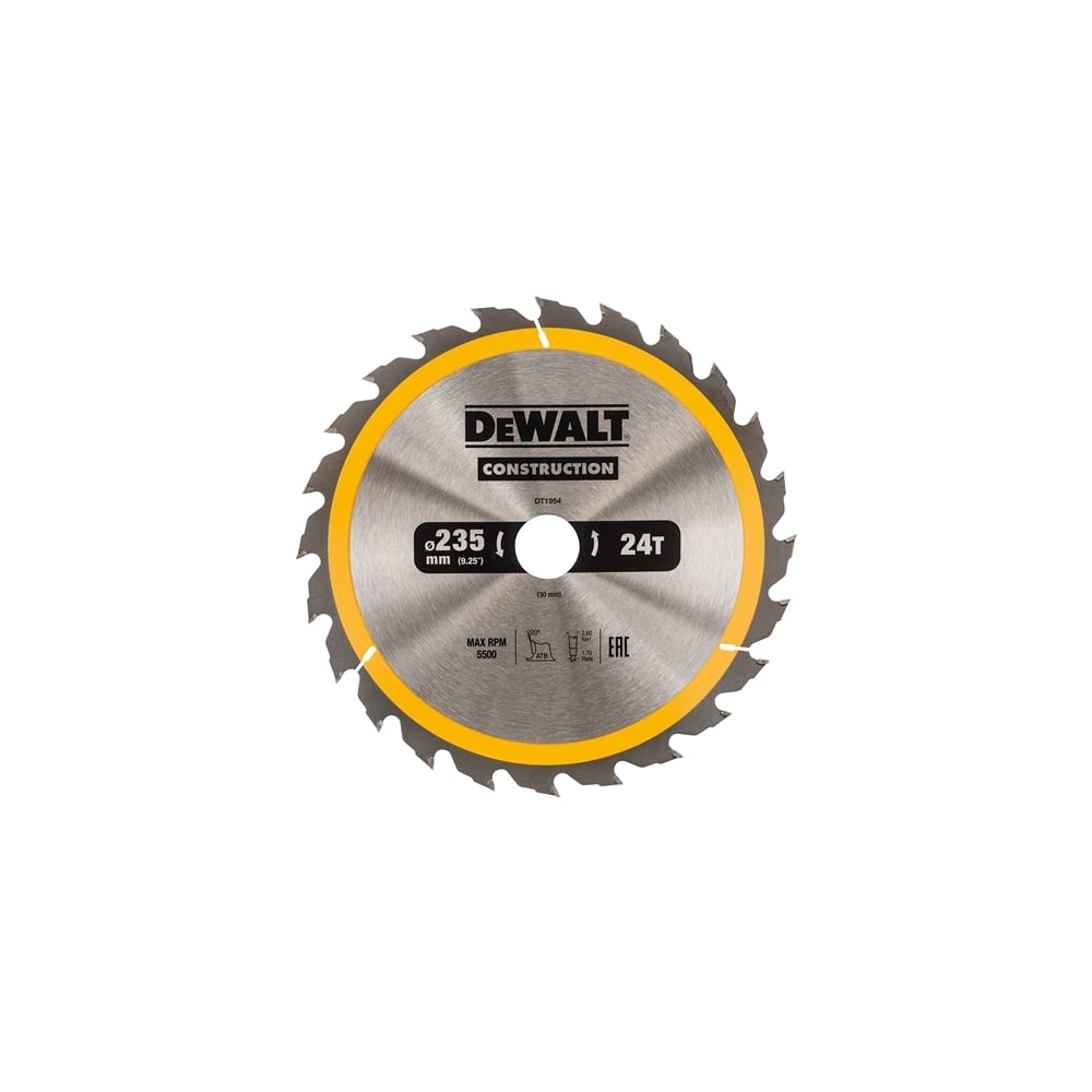 DEWALT Construction Circular Saw Blade 235 x 30mm x 24T