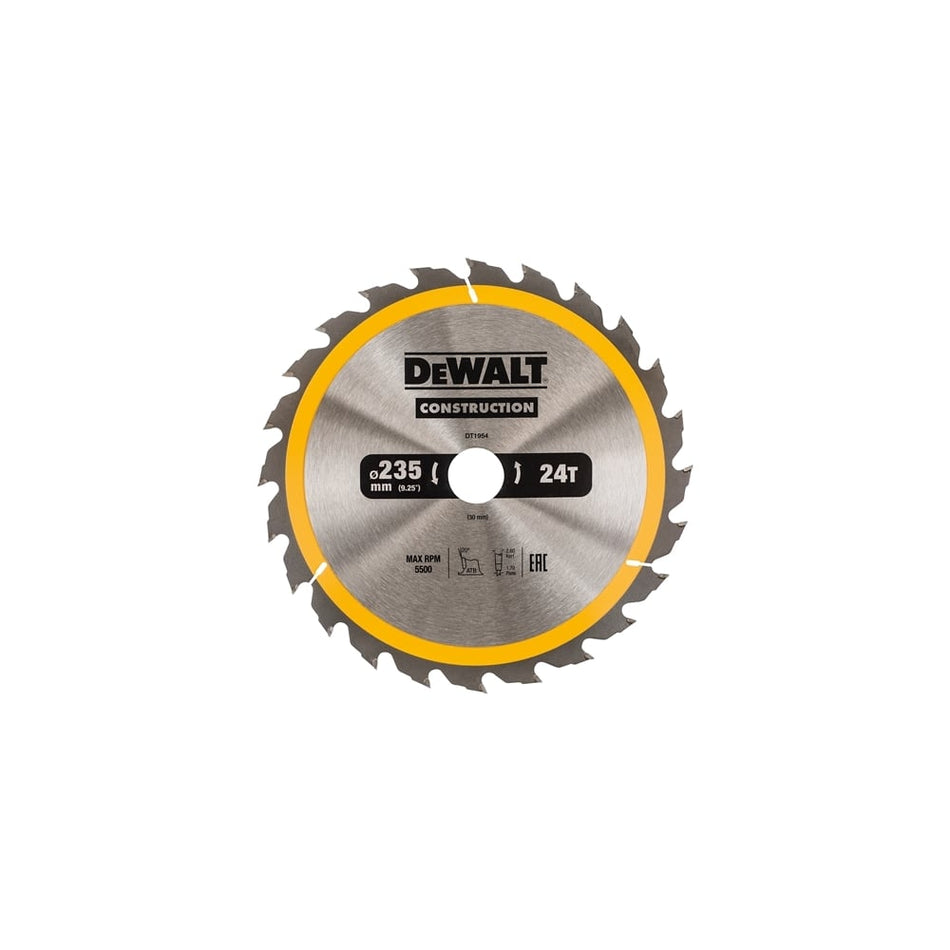 DEWALT Construction Circular Saw Blade 235 x 30mm x 24T