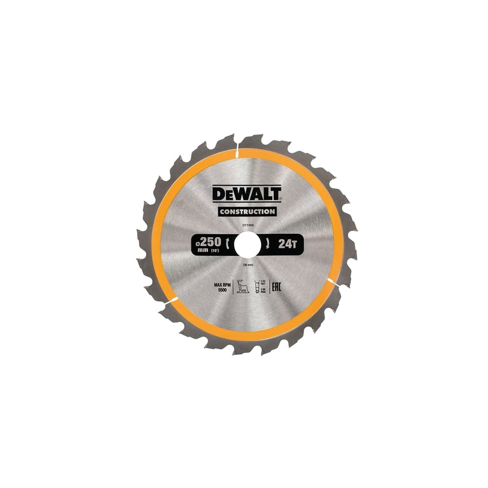 DEWALT Construction Circular Saw Blade 250 x 30mm x 24T