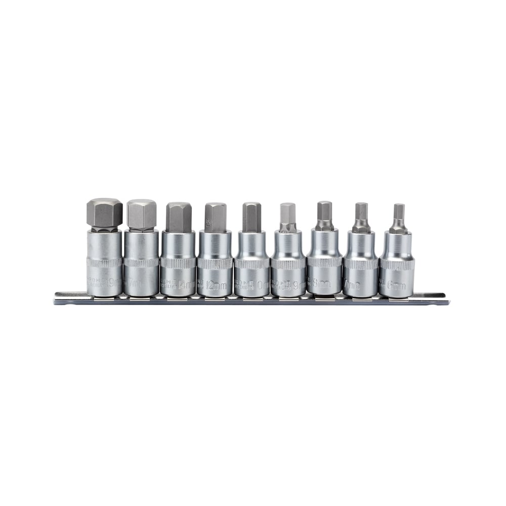 DRAPER 1/2" Sq. Dr. 55mm Long Metric Hexagonal Socket Bit Set (9 Piece) : Model No. H-HEX/9/55