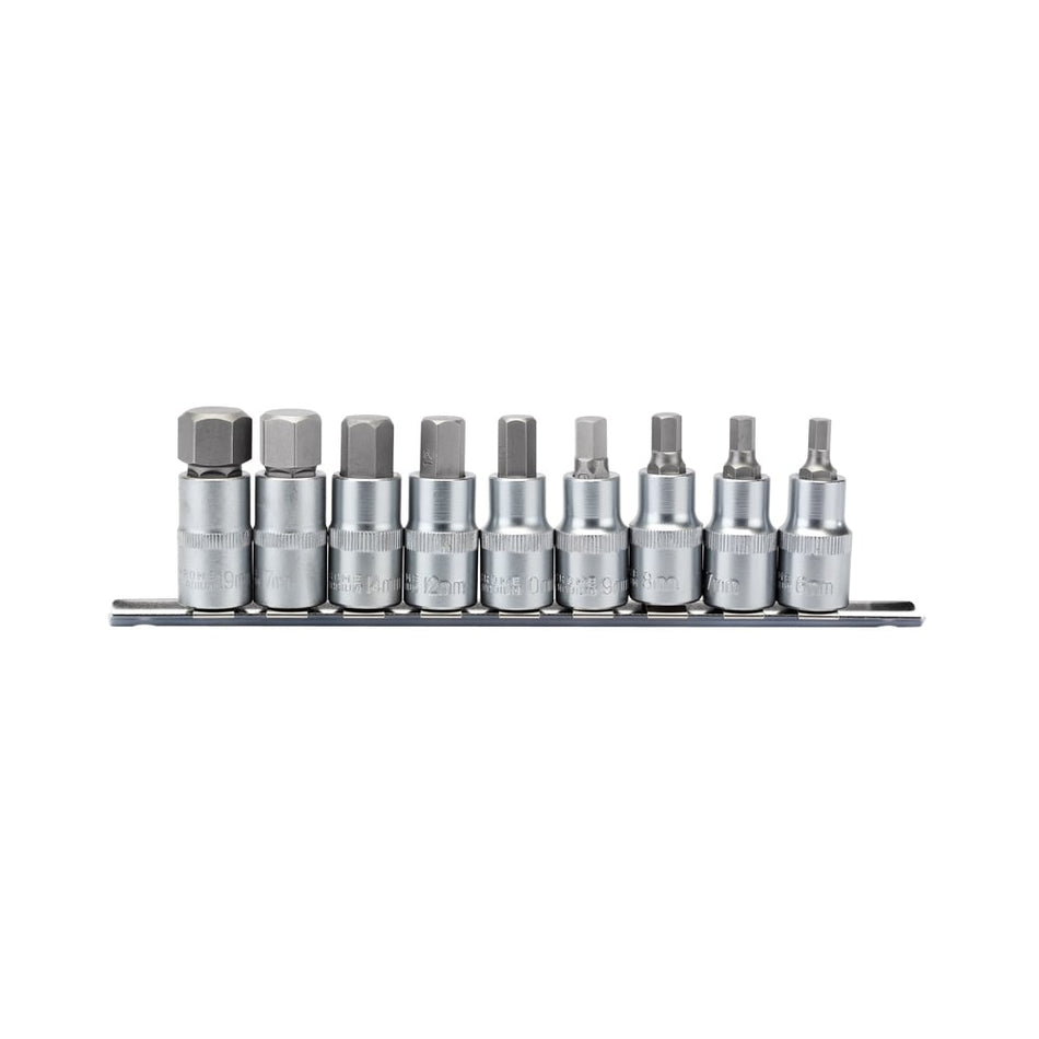 DRAPER 1/2" Sq. Dr. 55mm Long Metric Hexagonal Socket Bit Set (9 Piece) : Model No. H-HEX/9/55