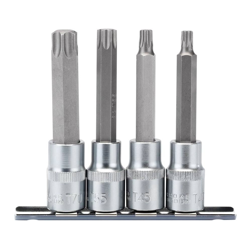 DRAPER 1/2" Sq. Dr. Draper TX STAR Socket Bit Set (4 Piece) : Model No. T-TX/4/100