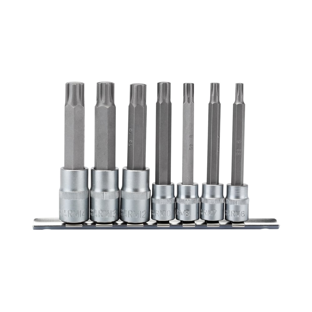 DRAPER 3/8", 1/2" Sq. Dr. Ribe . Socket Bit Set (7 piece) : Model No. RIBE/7/SET/B