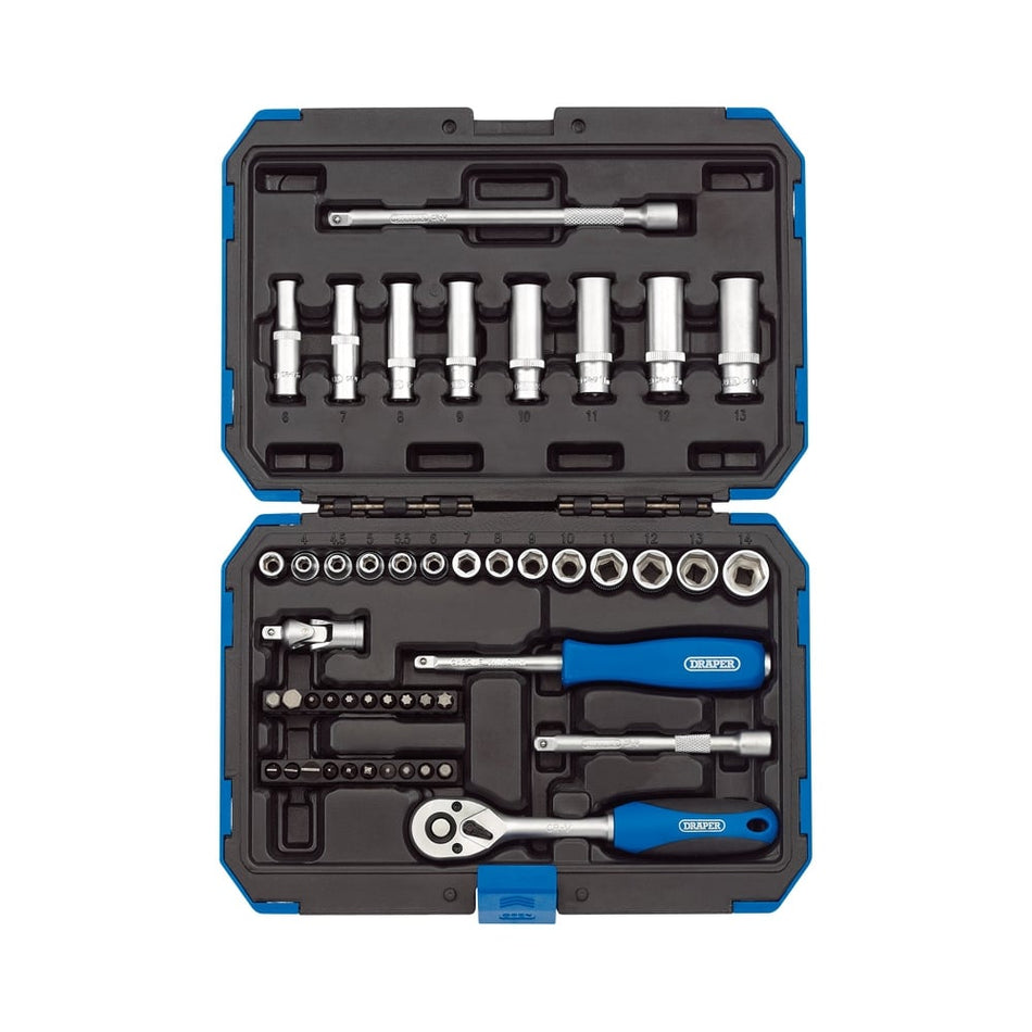 DRAPER 1/4" Sq. Dr. Metric Socket Set (47 Piece) : Model No. BD47M