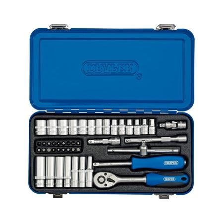 DRAPER 1/4" Sq. Dr. Metric Socket Set in Metal Case (45 piece) : Model No. BD45M/MT