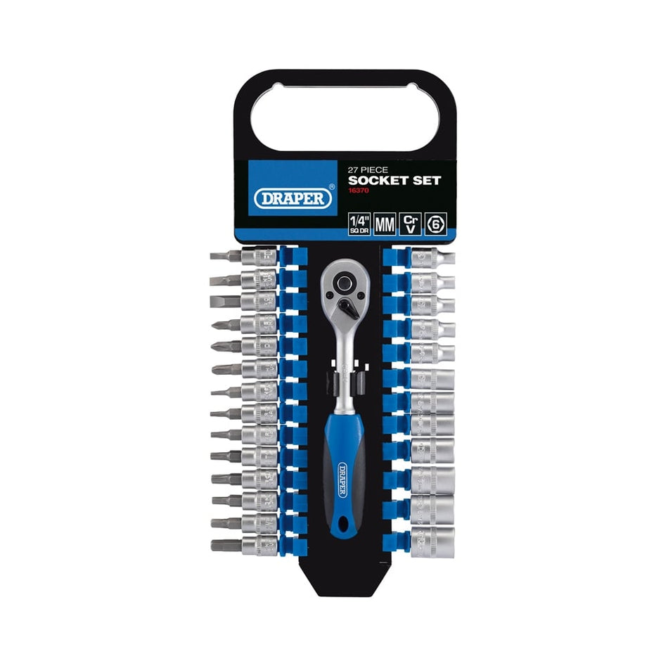 DRAPER 1/4" Sq. Dr. Metric Socket Set (27 Piece) : Model No. BD27M/PR