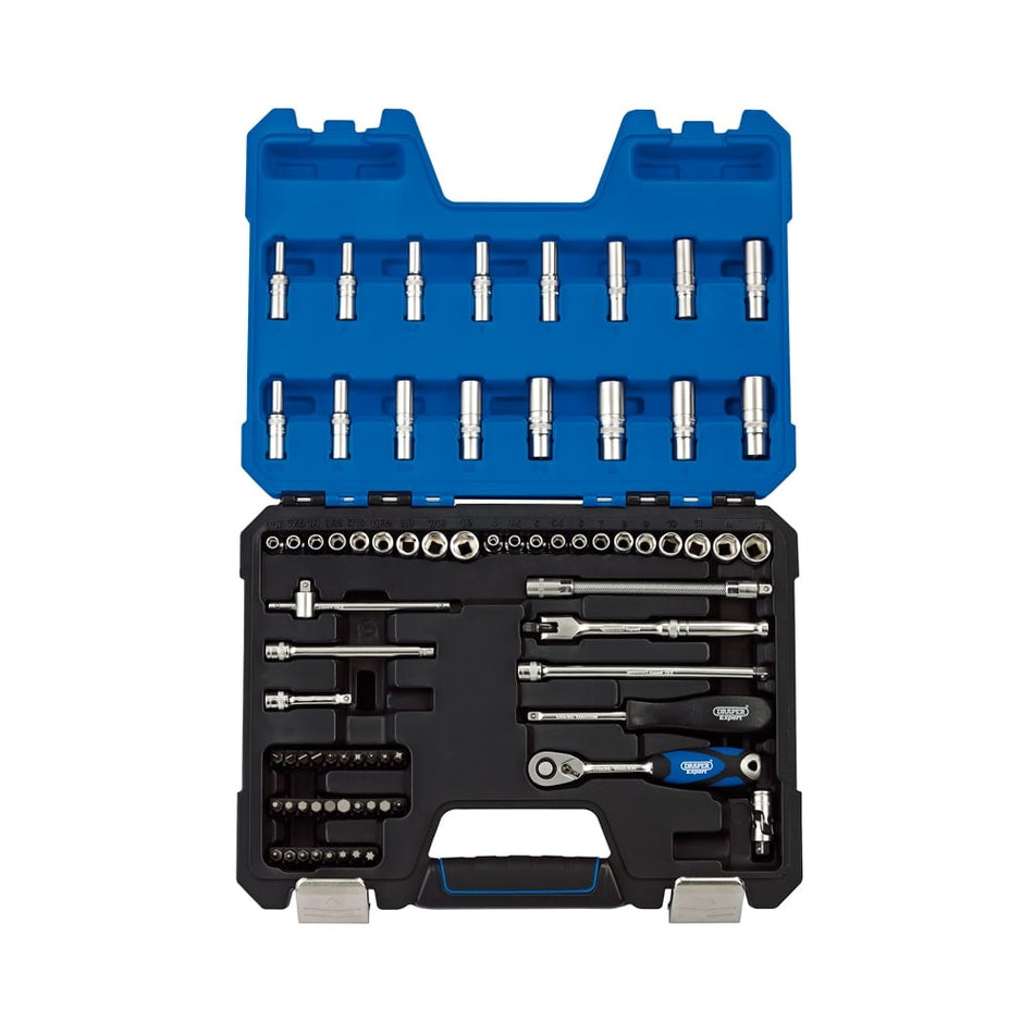 DRAPER 1/4" Sq. Dr. MM/AF Combined Socket Set (75 Piece) : Model No. B75AMN/SG