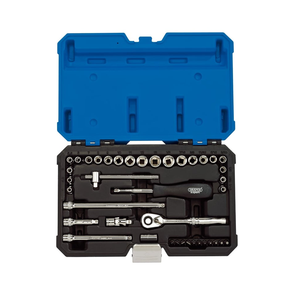 DRAPER 1/4" Sq. Dr. MM/AF Combined Socket Set (40 Piece) : Model No. B40AMN/B
