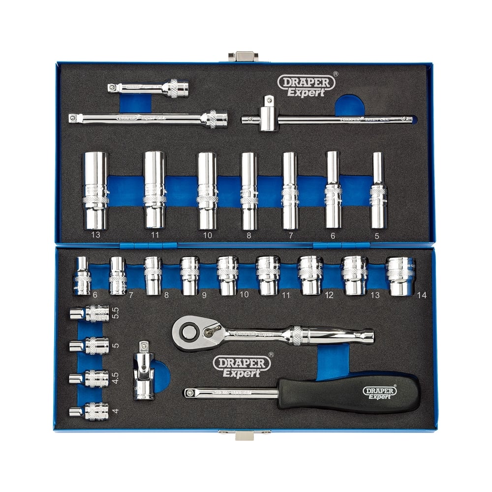 DRAPER 1/4" Sq. Dr. Metric Socket Set (26 Piece) : Model No. B26M/MC/B
