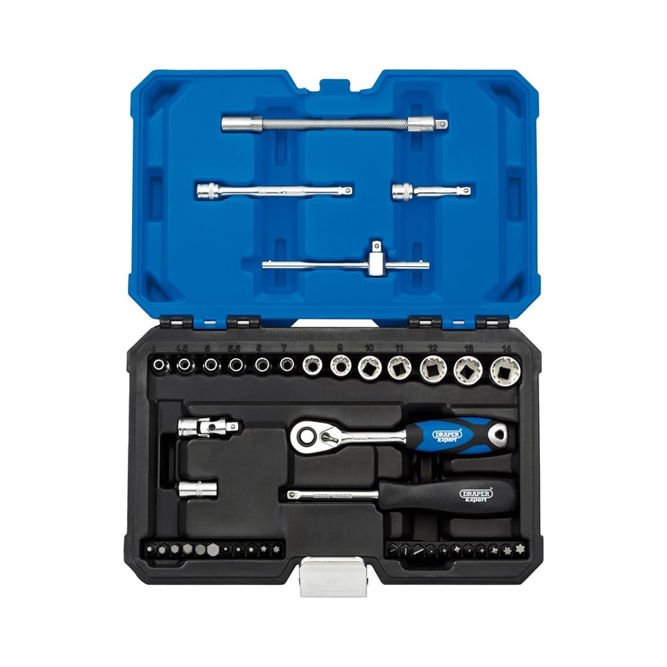 DRAPER 1/4" Sq. Dr. Metric Draper Expert Multi-Drive Socket Set (43 piece) : Model No. B43MDSN/B