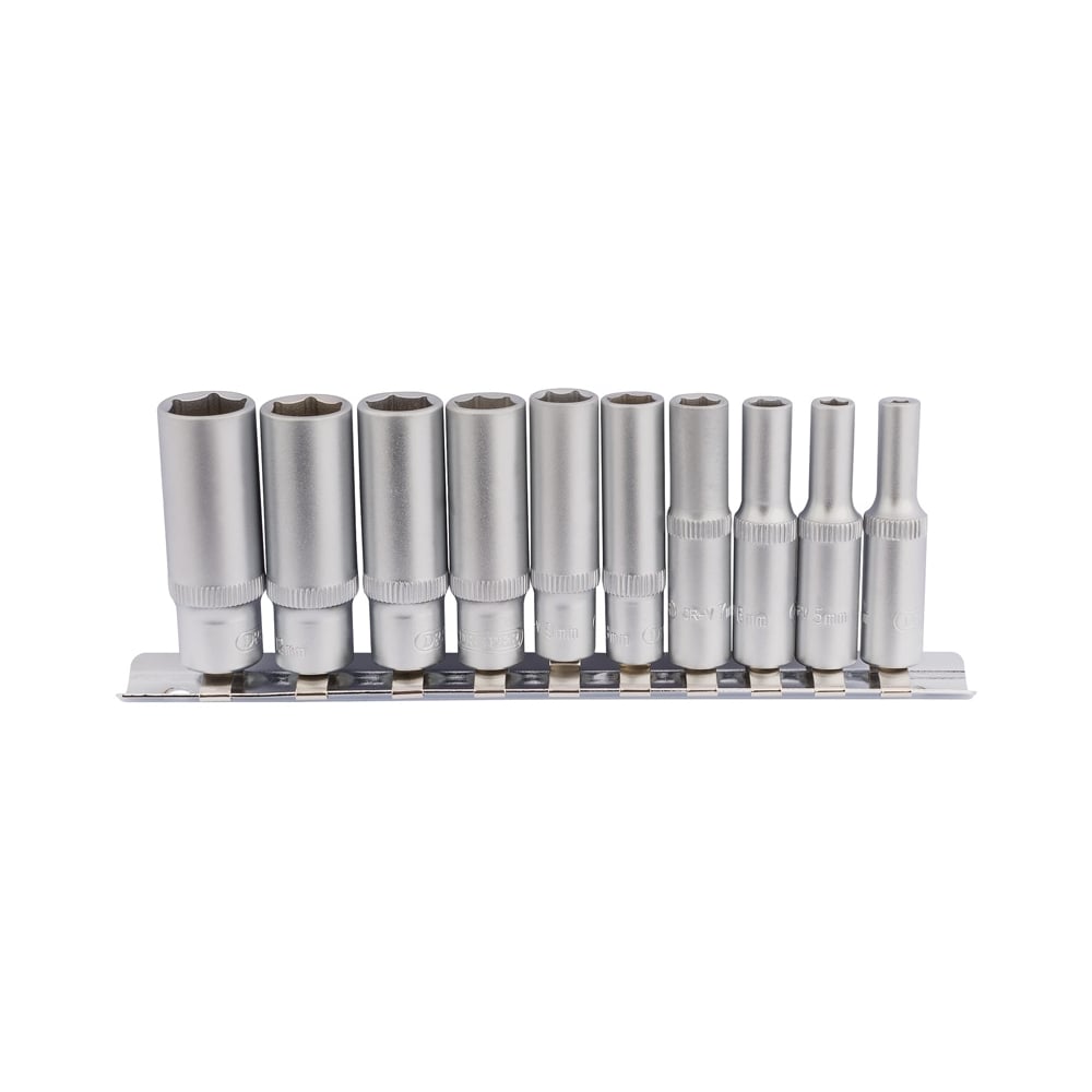 DRAPER 1/4" Sq. Dr. Metric Deep Sockets on Metal Rail (10 piece) : Model No. BD10MMD