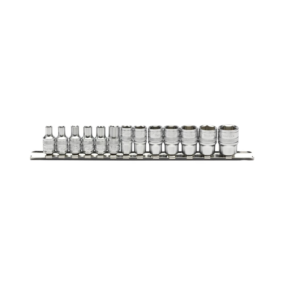 DRAPER 1/4" Sq. Dr. Metric Socket Set on Metal Rail (13 Piece) : Model No. B13M/SR