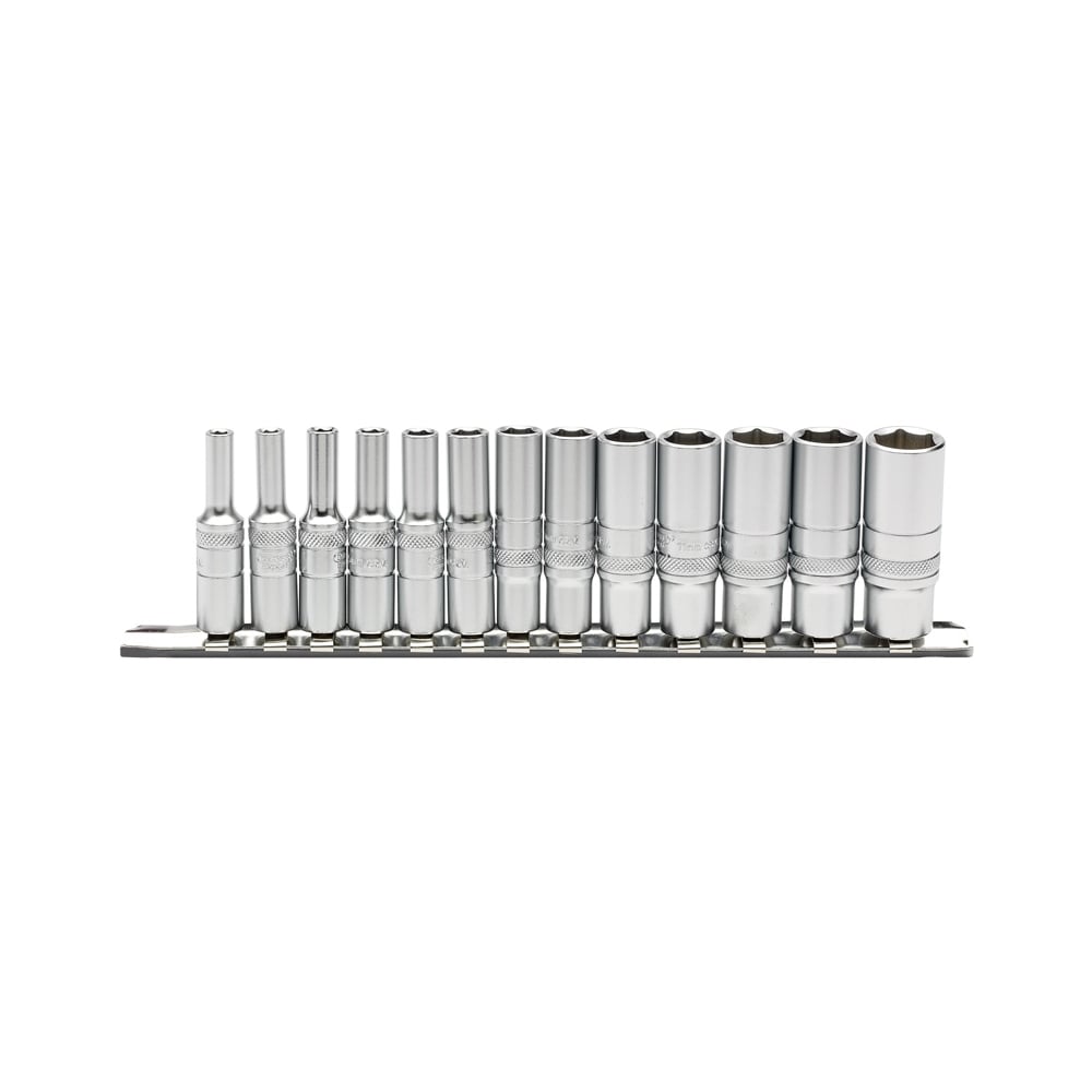 DRAPER 1/4" Sq. Dr. Deep Metric Sockets on Metal Rail (13 piece) : Model No. B13MD/SR
