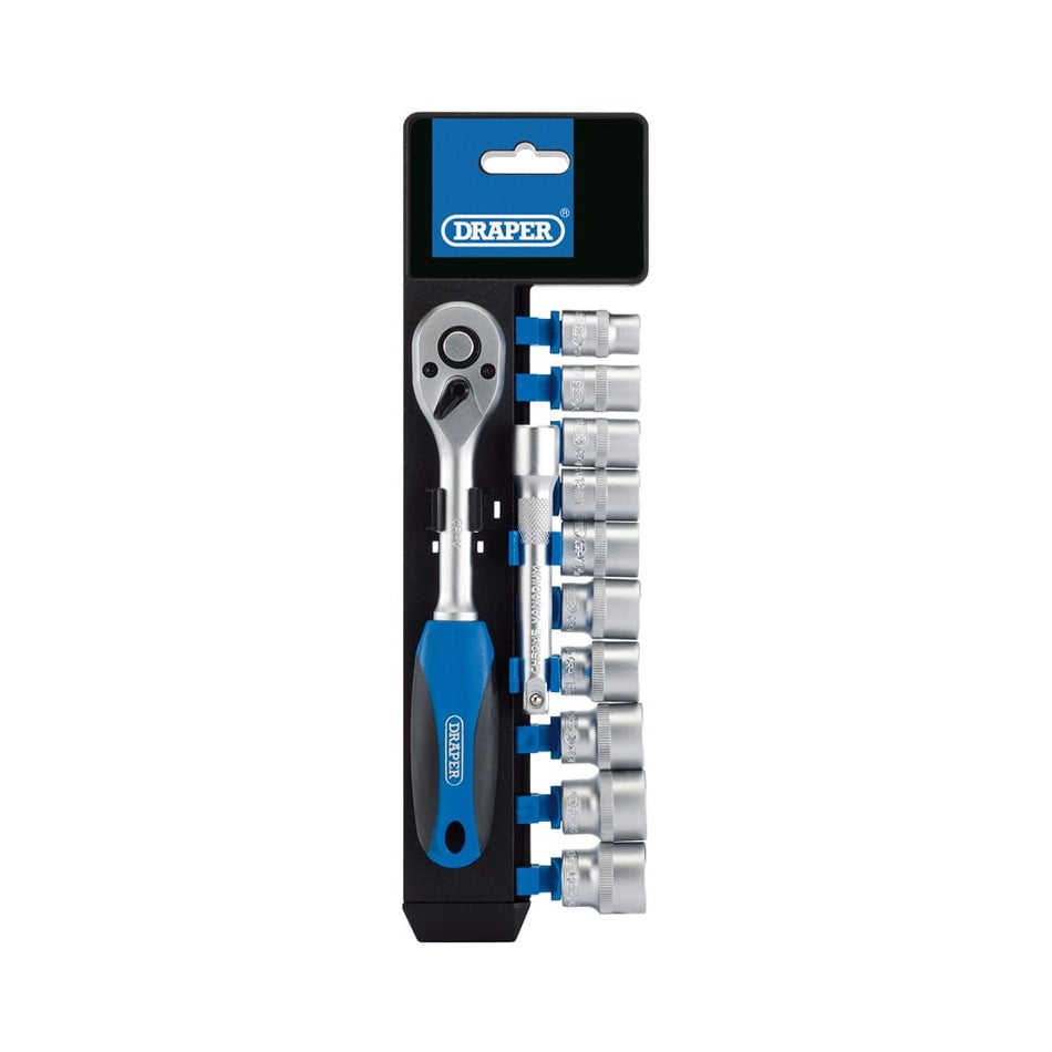 DRAPER 3/8" Sq. Dr. Metric Socket and Ratchet Set (12 piece) : Model No. DD12M/PR