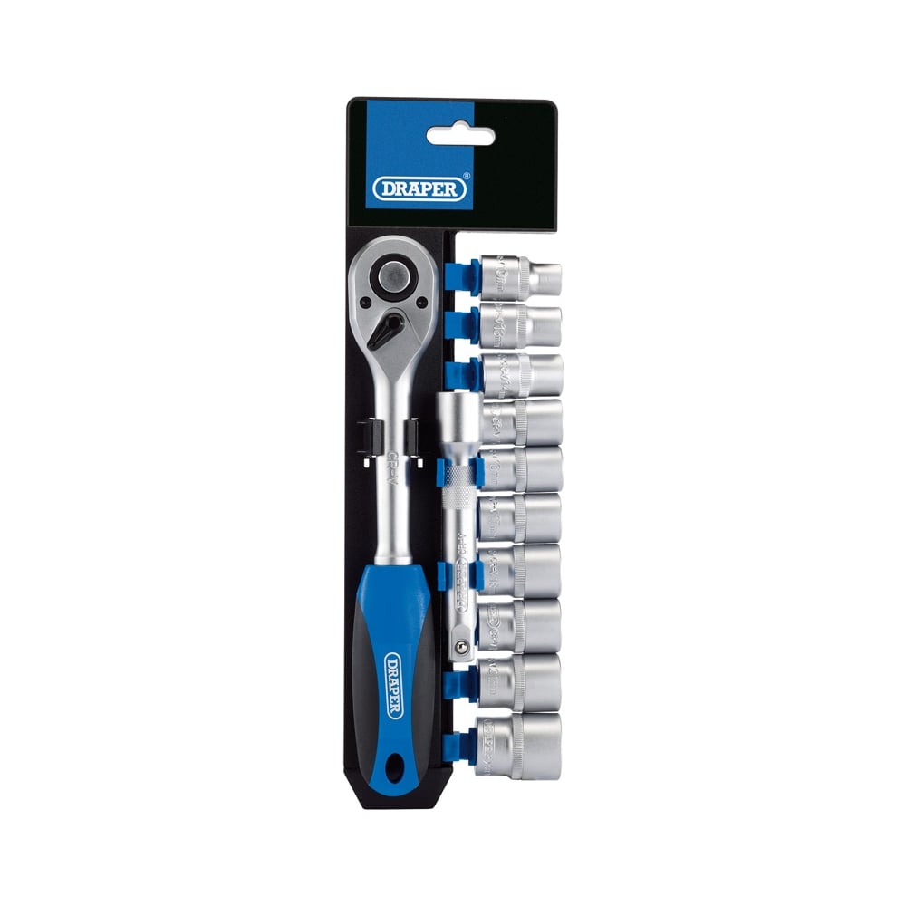 DRAPER 1/2" Sq. Dr. Metric Socket and Ratchet Set (12 Piece) : Model No. HD12M/PR