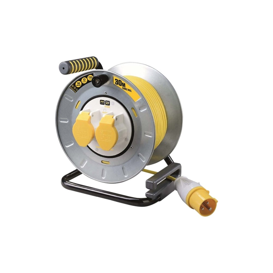 Masterplug PRO XT Metal Cable Reel 30 Metre 16A 110 Volt Thermal Cut-Out