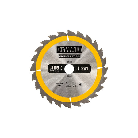 DEWALT Construction Circular Saw Blade 165 x 20mm x 24T