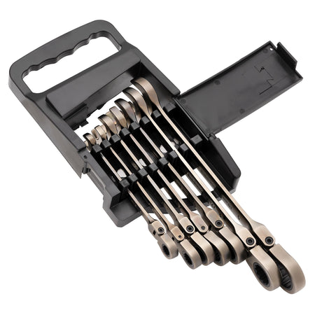 DRAPER Combination Spanner Set with Flexible Heads (7 Piece): Model No. 8230FMM/7/BK