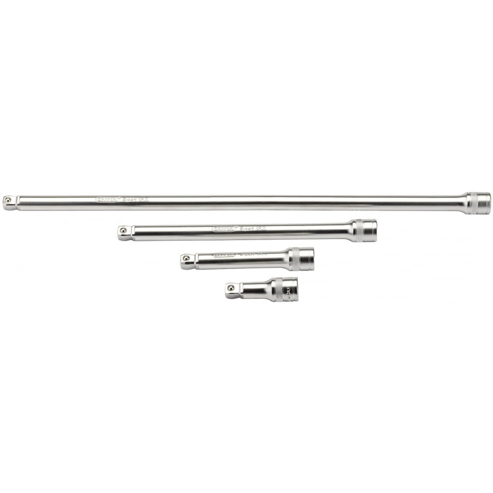 DRAPER 1/2" Square Drive Satin Chrome Wobble Extension Bar Set (4 Piece): Model No. H-WEXT/4