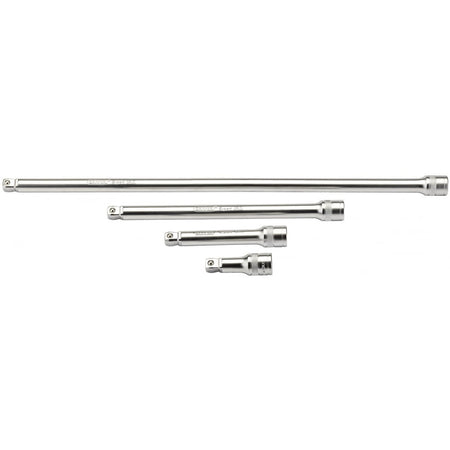 DRAPER 1/2" Square Drive Satin Chrome Wobble Extension Bar Set (4 Piece): Model No. H-WEXT/4