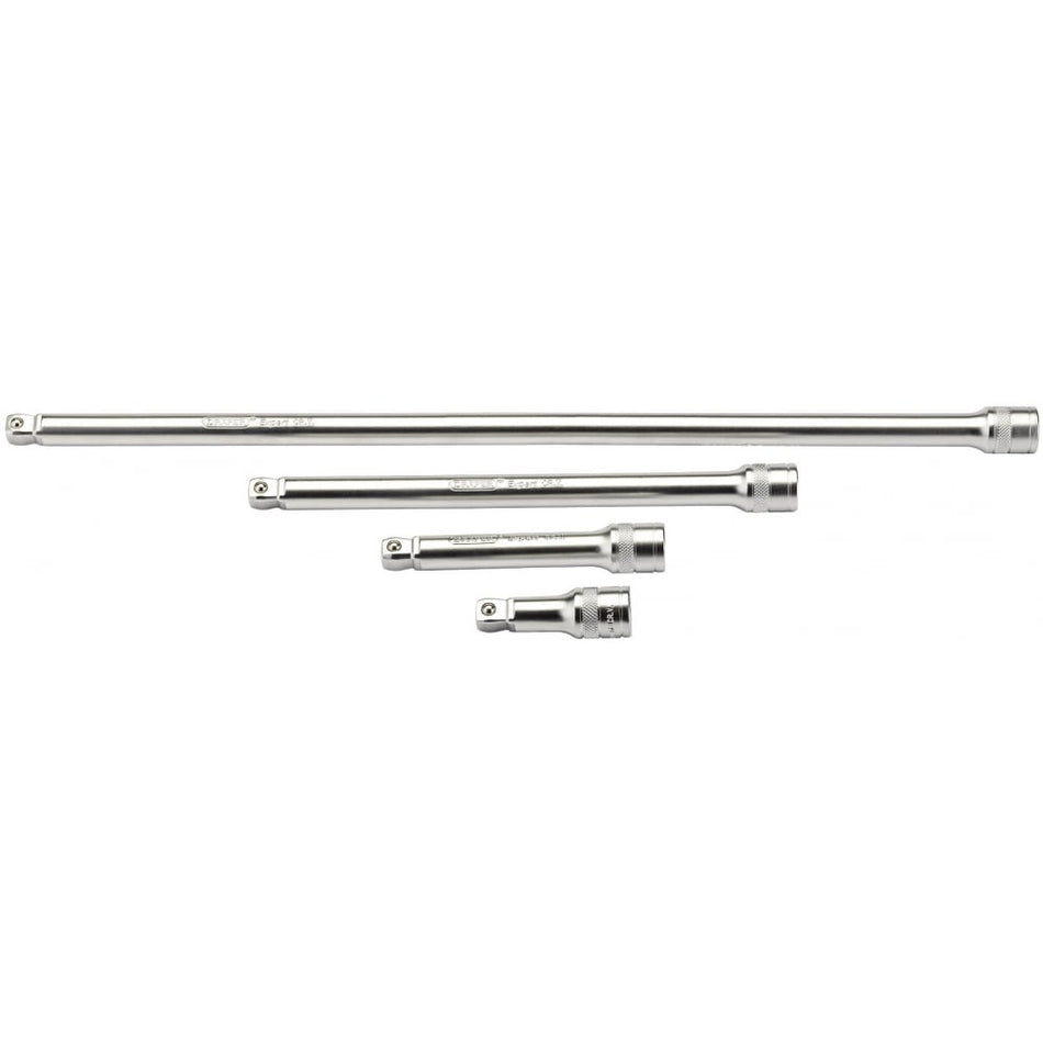 DRAPER 1/2" Square Drive Satin Chrome Wobble Extension Bar Set (4 Piece): Model No. H-WEXT/4