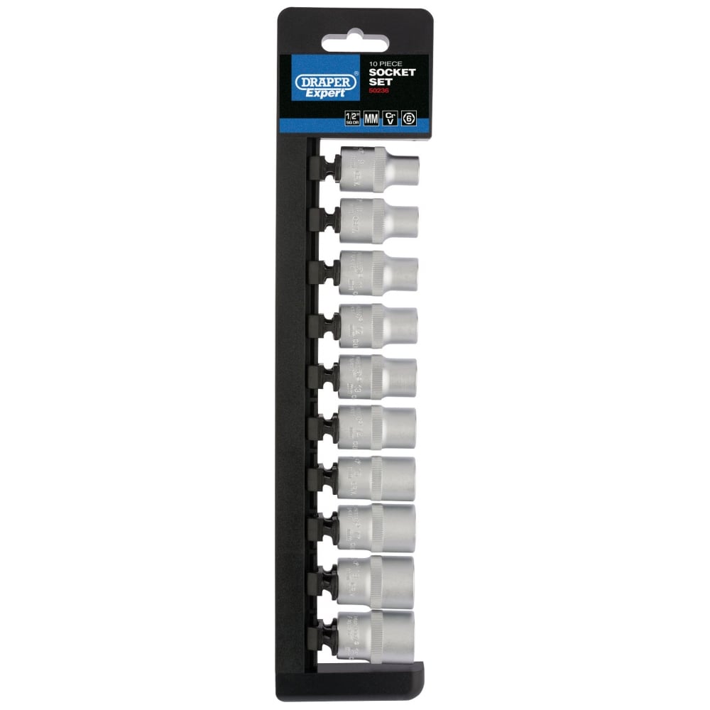DRAPER 1/2" Sq. Dr. Metric Socket Set (10 Piece): Model No. H10M/6PT/E