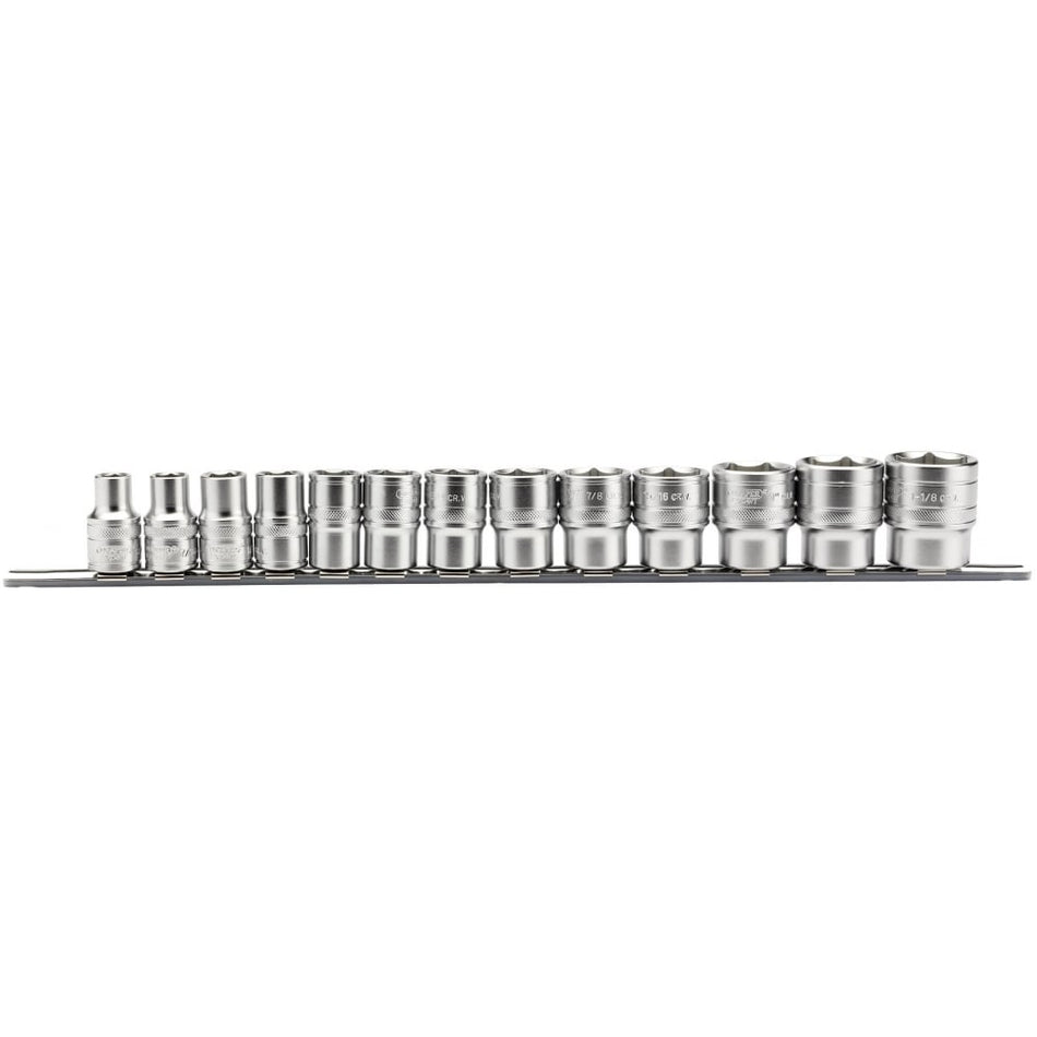 DRAPER 1/2" Sq. Dr. Imperial Sockets on a Metal Rail (13 Piece): Model No. H13A/SR
