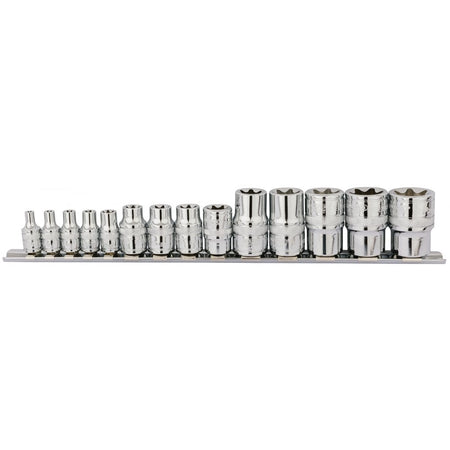 DRAPER 1/4, 3/8, 1/2" Sq. Dr. Draper TX-STAR Socket Set (14 Piece): Model No. BDH14TX/B