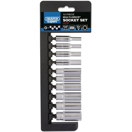 DRAPER 1/4" Sq. Dr. Metric Multi-Drive Deep Socket Set (10 Piece): Model No. B10MD/MDS/E