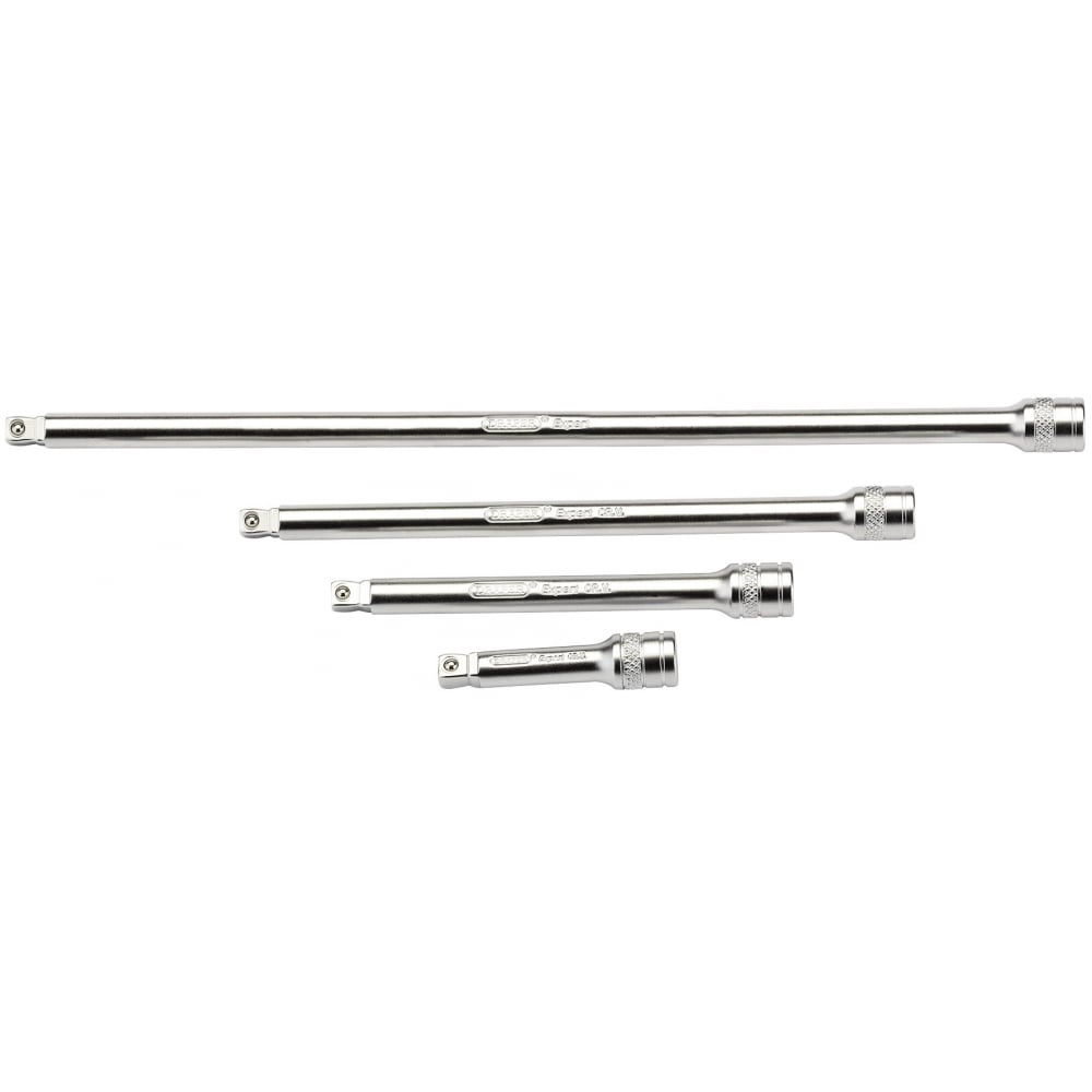 DRAPER 1/4" Square Drive Satin Chrome Wobble Extension Bar Set (4 Piece): Model No. B-WEXT/4