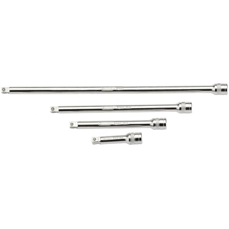 DRAPER 1/4" Square Drive Satin Chrome Wobble Extension Bar Set (4 Piece): Model No. B-WEXT/4