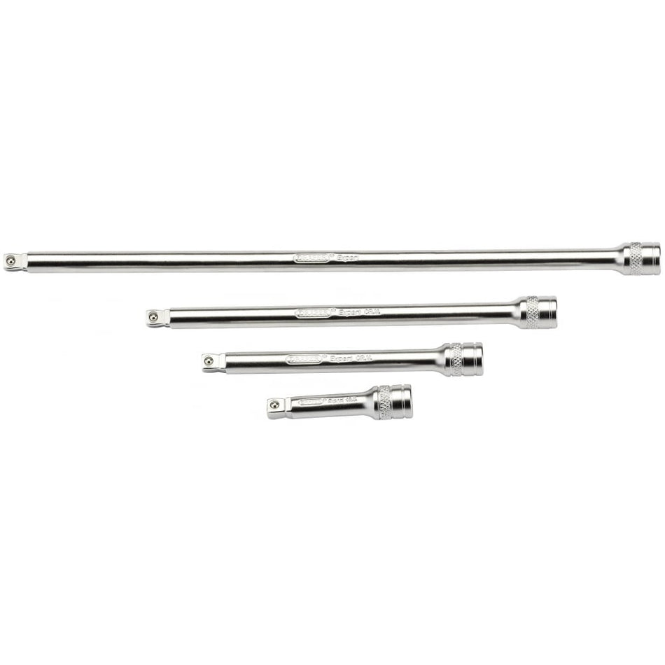 DRAPER 1/4" Square Drive Satin Chrome Wobble Extension Bar Set (4 Piece): Model No. B-WEXT/4