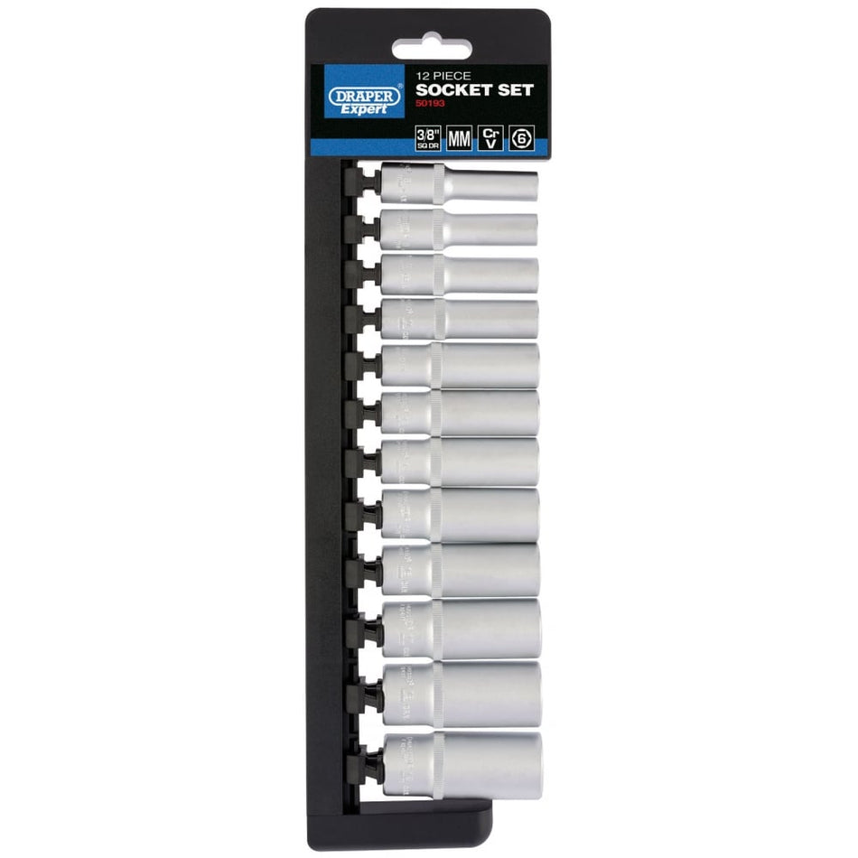 DRAPER 3/8" Sq. Dr. Metric Deep Socket Set (12 Piece): Model No. D9MD/6PT/E