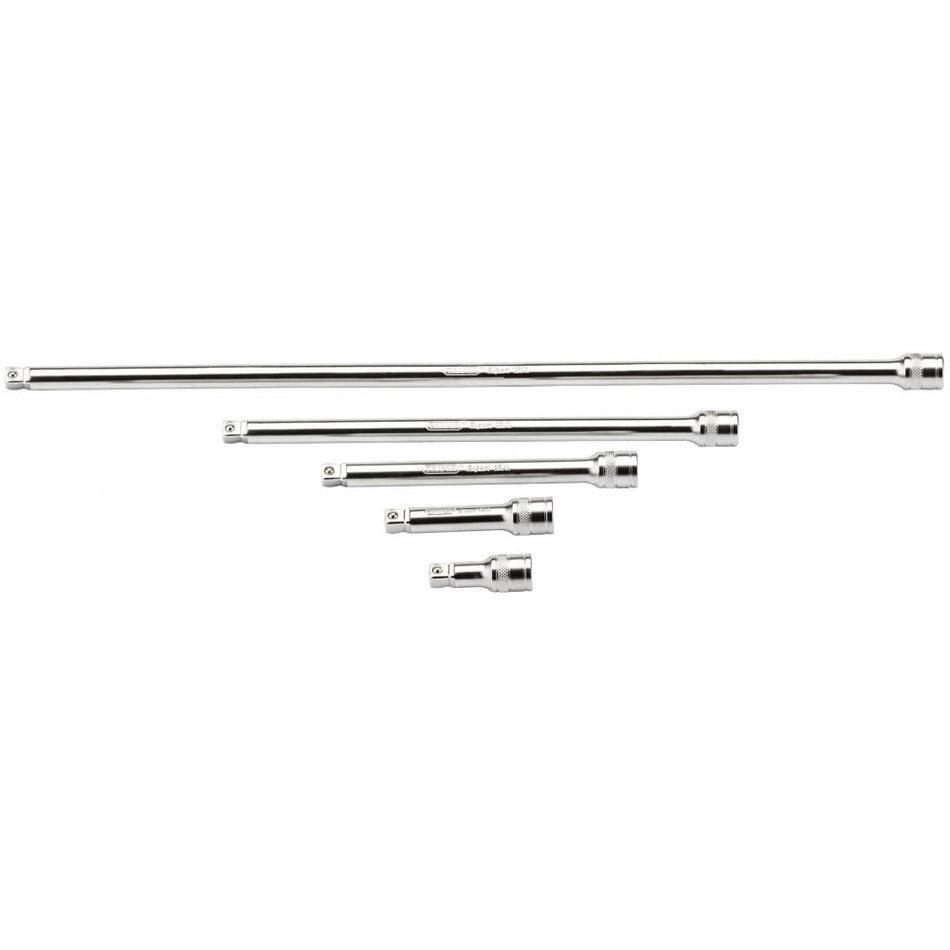 DRAPER 3/8" Square Drive Satin Chrome Wobble Extension Bar Set (5 Piece): Model No. D-WEXT/5