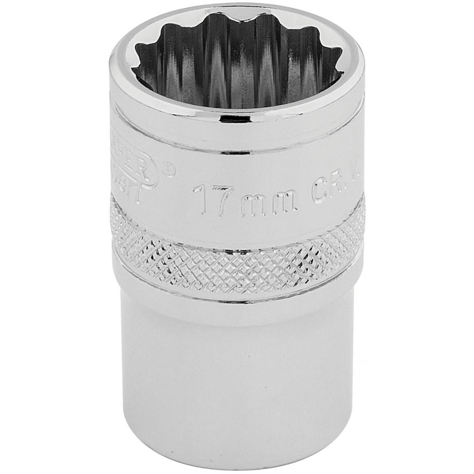 DRAPER 1/2" Square Drive Hi-Torq 12 Point Socket (17mm): Model No. H-MM/B