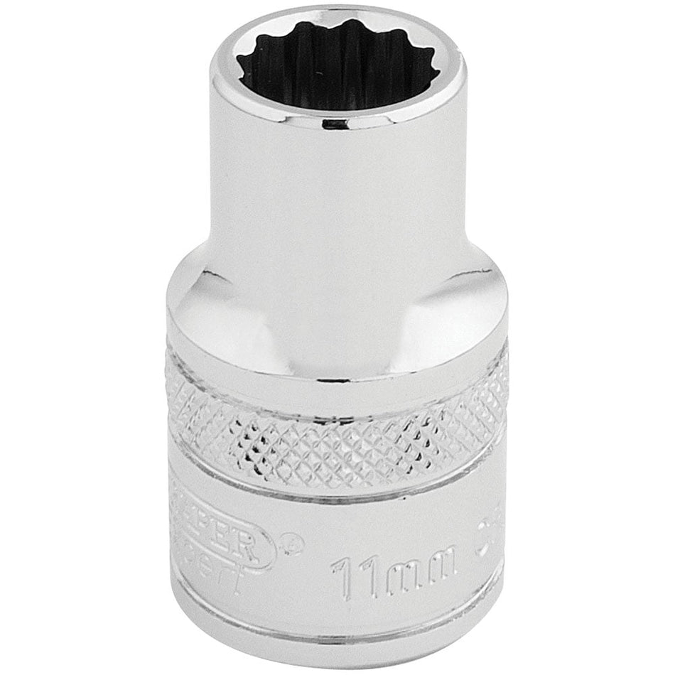 DRAPER 1/2" Square Drive Hi-Torq 12 Point Socket (11mm): Model No. H-MM/B
