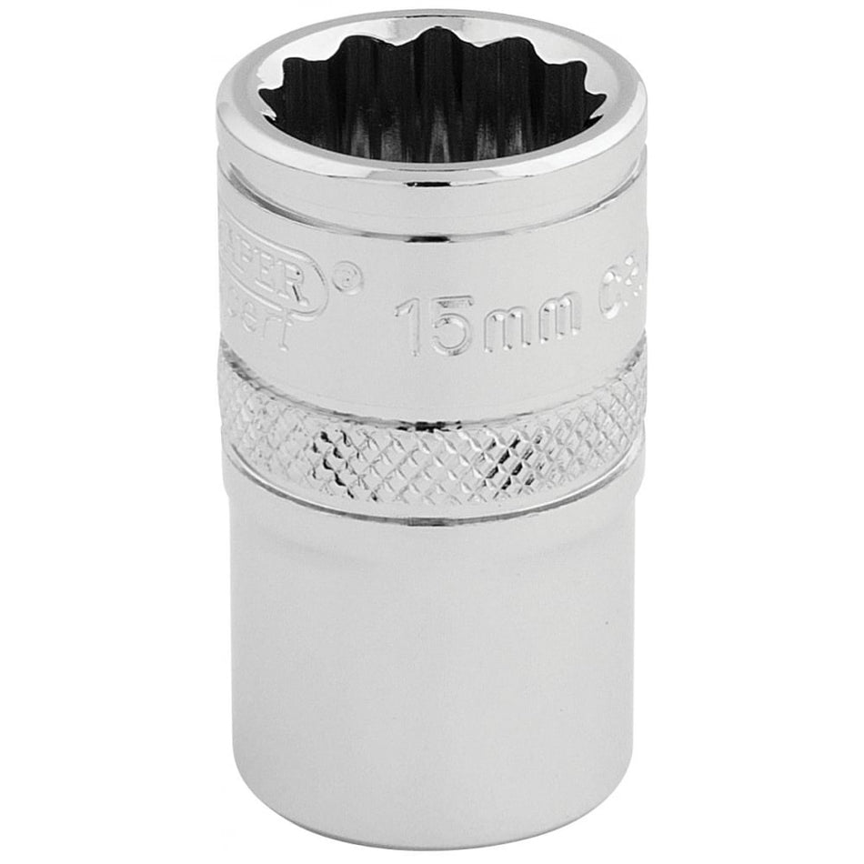 DRAPER 1/2" Square Drive Hi-Torq 12 Point Socket (15mm): Model No. H-MM/B