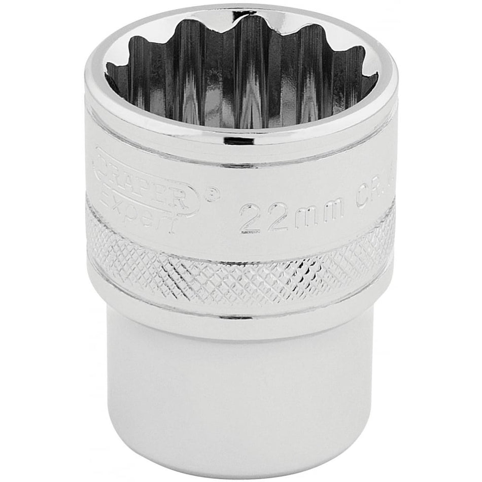 DRAPER 1/2" Square Drive Hi-Torq 12 Point Socket (22mm): Model No. H-MM/B