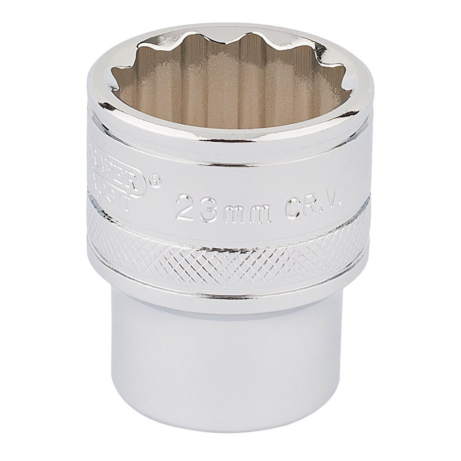 DRAPER 1/2" Square Drive Hi-Torq 12 Point Socket (23mm): Model No. H-MM/B