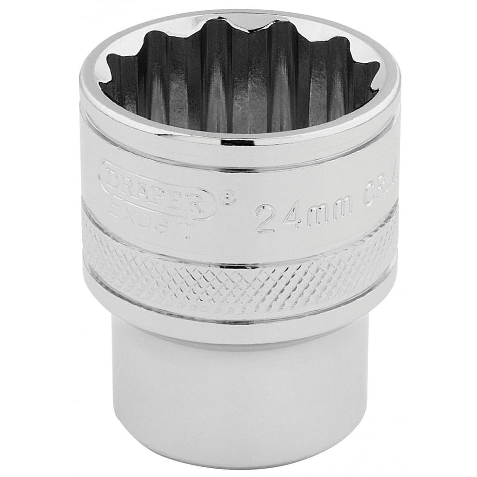 DRAPER 1/2" Square Drive Hi-Torq 12 Point Socket (24mm): Model No. H-MM/B