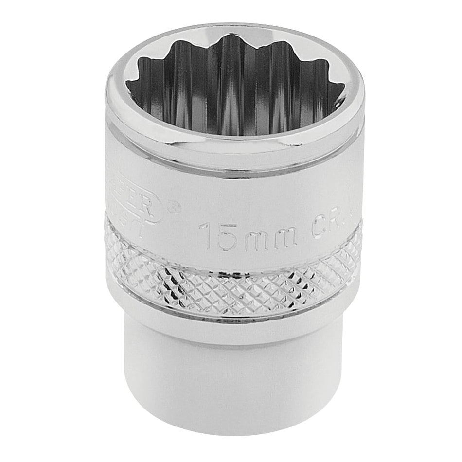 DRAPER 3/8" Square Drive Hi-Torq 12 Point Socket (15mm): Model No. D-MM/B